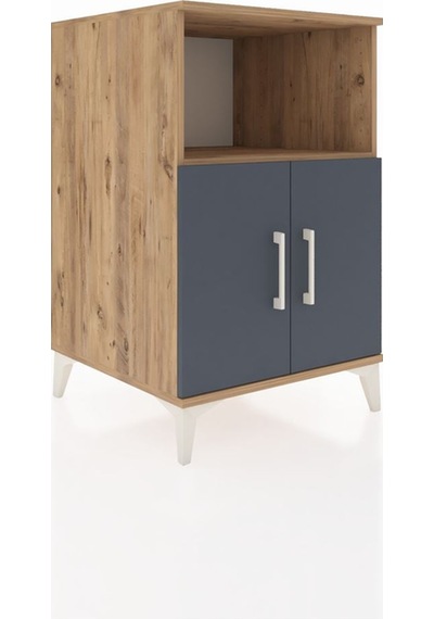 Kronos Komodin 2 Raflı 2 Kapaklı 60x59x96 Çam-antrasit Atlas Çam