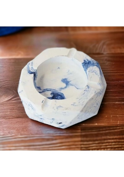 Mermer Desen El Yapımı Beton Dekoratif Küllük / Kül Tablası