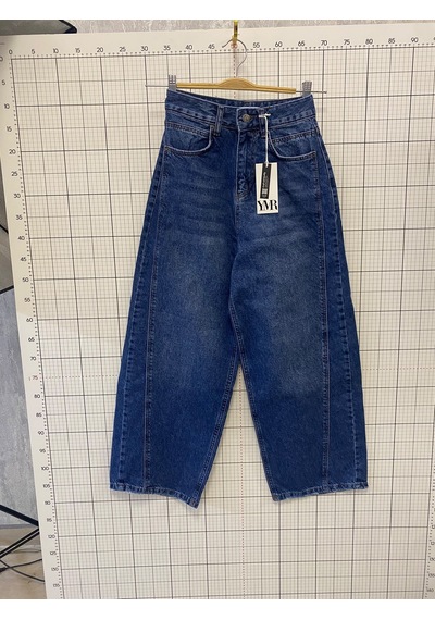 Ymr Moda Mavi Ön Detaylı Salaş Kadın Jeans Kot Pantolon 26608