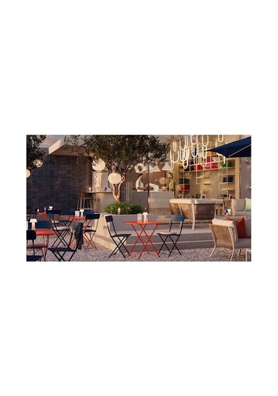 Ikea Sundsö Katlanabilir Masa, Parlak Turuncu, 65x65 Cm