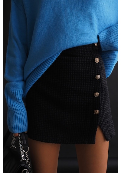 Madmext Mad Girls Mavi Balıkçı Yaka Kazak Mg1252 - Mavi