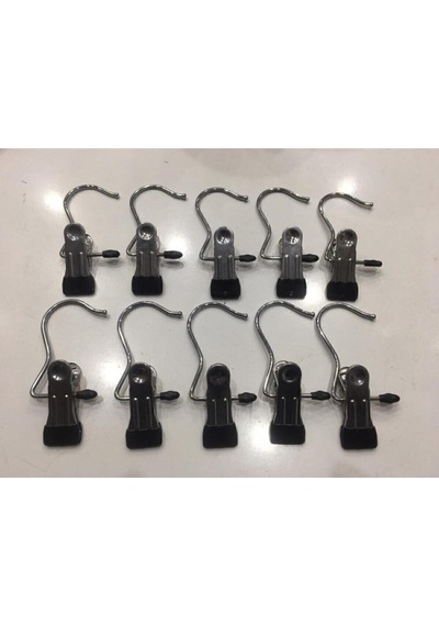 Mandallı Eşarp Askısı 10 Adet Metal Gri De Diğer