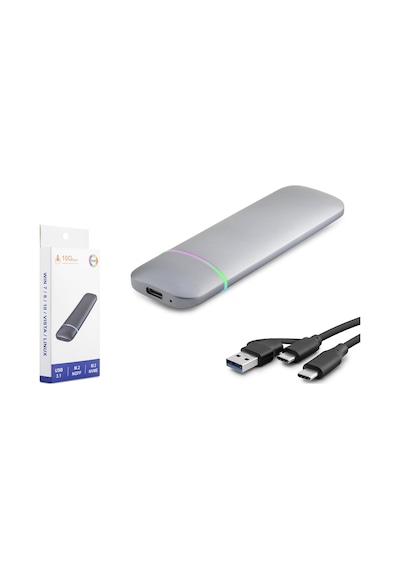 Hadron Hdx1772 M.2 Nvme/ngff Harici Ssd Kutusu Usb/type-c 10 Gbps Çift Arabirim Rgb - Gri