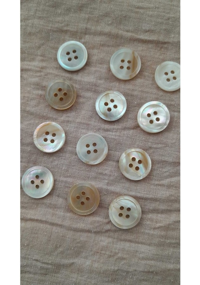 Doğal Trokas Hakiki İnci Midye Kabugu Düğme -9 Mm 14 Adet