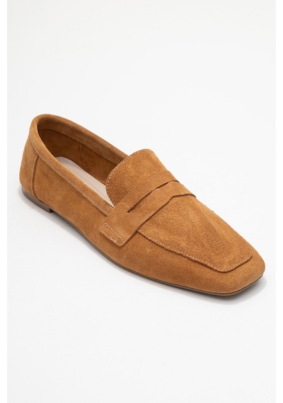 Luvishoes Luvi Shoes Morne Taba Süet Hakiki Deri Kadın Loafer Ayakkabı Taba Süet