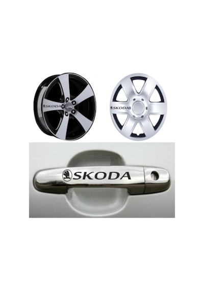 Skoda Kapı Kolu Jant Sticker Yapıştırma 8 Ad
