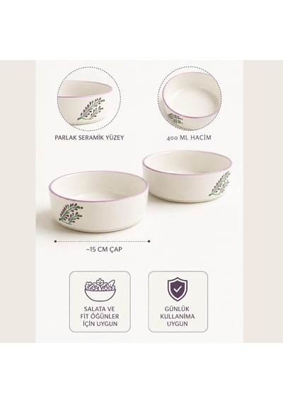 2'li Seramik Kase Seti 400 Ml, 15 Cm Salata Kasesi, Kahvaltılık Yoğurt Çorba Ve Meze Kasesi, Porsiyon Kontrollü Diyet Kase, Sunum İçin Şık Bowl Seti Mor 2'li Seramik Kase Seti 400 Ml, 15 Cm Salata Kasesi, Kahvaltılık Yoğurt Çorba Ve Meze Kasesi, Porsiyon Kontrollü Diyet Kase, Sunum İçin Şık Bowl Seti Mor