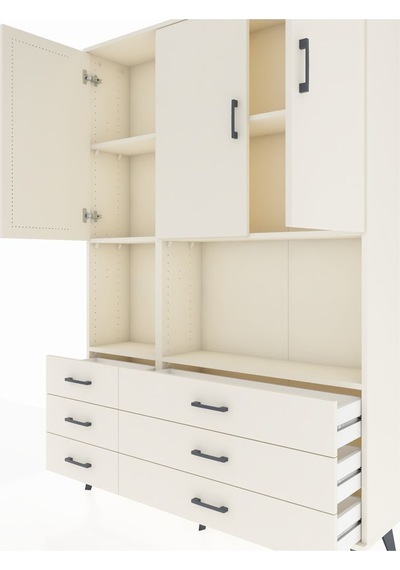 Arges Dolap 6 Raflı 6 Çekmeceli 3 Kapaklı 132x30x195 Aytaşı-a... Aytaşı