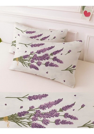 Lionas Desenli Pamuklu Kalpli Desen Yastık Kılıfı 2 Adet 50 X 70 Cm Lila