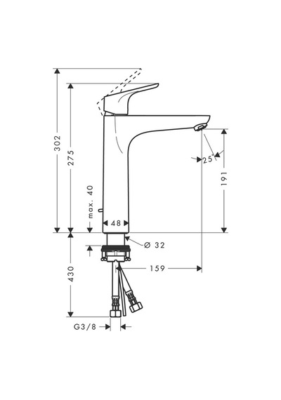 Hansgrohe Focus Tek Kollu Lavabo Bataryası 190 Kumandalı Krom 316