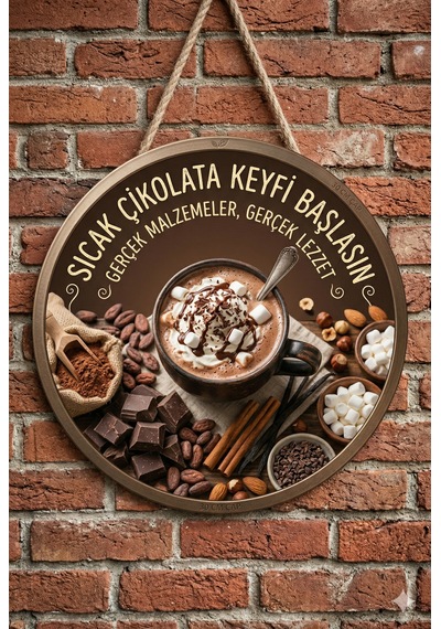 Sıcak Çikolata Temalı Cafeler Kahveciler Restoranlar İçin Ahşap Duvar Kapı Dekoratif Süs Tablo 2