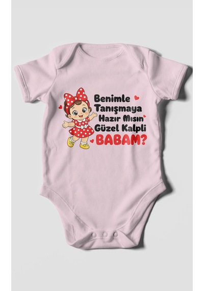 Morivokids Babaya Özel Kısa Kollu Bebek Body %100 Pamuk Zbn294-kk Bebe Pembe
