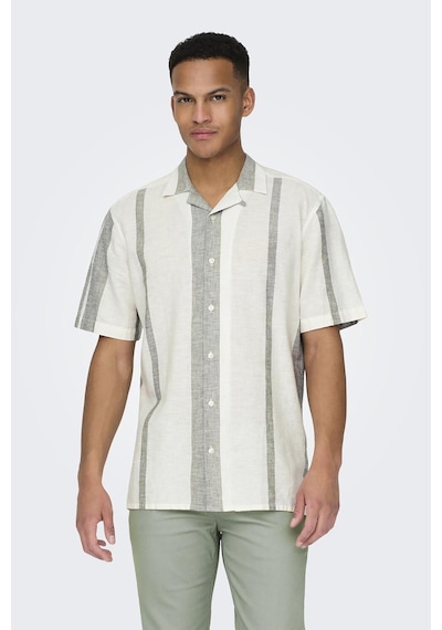Only & Sons Erkek Onscaıden Kısa Kollu Keten Gömlek 22026109 Oliv Olive