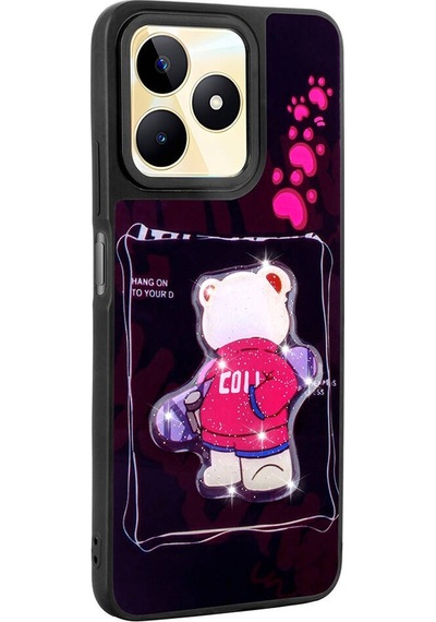 Realme C53 4g İle Uyumlu Kılıf Parlayan Kabartmalı İkonik Figürlü Silikon Kapak