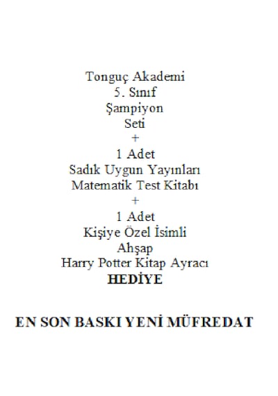 Tonguç Akademi 5. Sınıf Şampiyon Seti En Son Baskı Yeni + Sadık Uygun Yayınları Matematik Soru Bankası + 1 Yıllık Online Ders Paketi