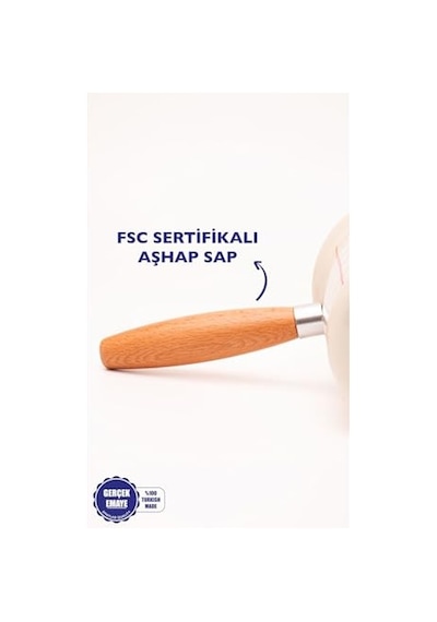 Tr Kareli Ahşap Saplı Cezve 500ml-6 Kişilik