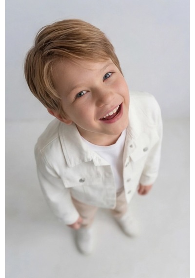 Esila Kids Erkek Çocuk Gabardin Ceket Yazlık İnce Ceket Beyaz