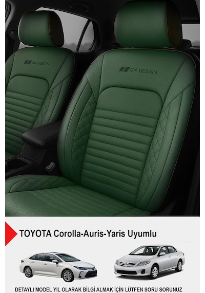 İstanbul Serisi Deri Oto Koltuk Kılıfı Toyota Corolla-auris-yaris Uyumlu Yeşil