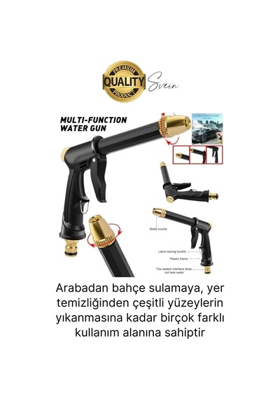 Çok Fonksiyonlu Ayarlanabilir Yüksek Basınçlı Yıkama Su Tabancası Tazyikli Araba Motor Yıkama Bahçe Diğer
