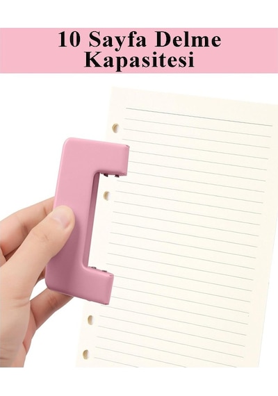Açık Pembe Zımba Makinesi No:10 Ve Delgeç 1 Adet Küçük Zımba Makinası Ve Teli Kağıt Delgeci Perfaratör Büro Ofis Okul