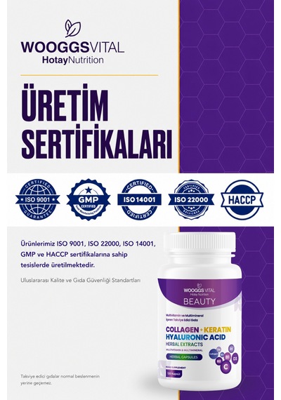 Beauty Kolajen, Keratin Ve Hyaluronik Asit İçeren Multivitamin Multimineral 120 Kapsül