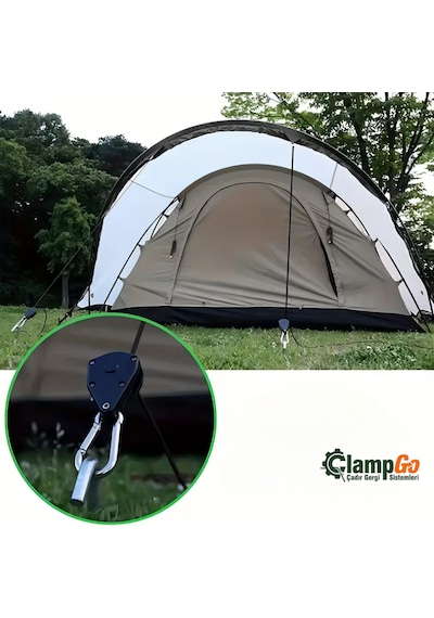 Otomatik Kilitlemeli Kamp Çadırı Ip Gergisi Düğüm Süz Tarp, Yan Tente Ve Branda Sabitleme Sistemi Siyah