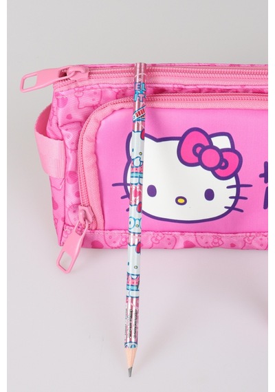 X Dekomus "heart Key Collection" Hello Kitty Lisanslı Kalem Çantası ,kurdele Tepeli Kurşun Kalem,roket Silgi Ve Kalem Seti Açık Gri