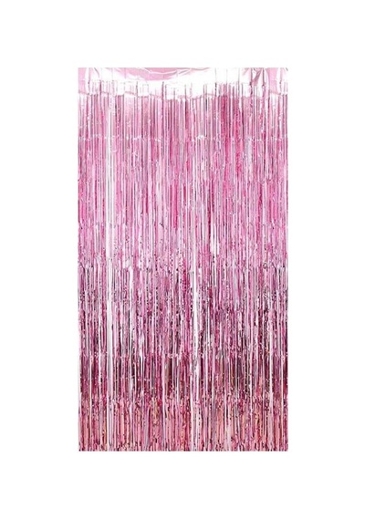 Metalize Arka Fon Kapı Perdesi Pembe 100x200 Cm Çok Renkli