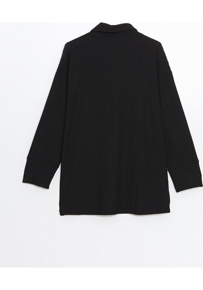Lcwaıkıkı Classic Siyah Dokulu Oversize Kadın Gömlek Tunik