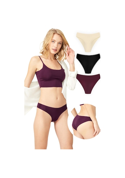 Cottonhill Klasik Basic Lazer Kesim Bikini Külot 3'lü Paket - 3 Çok Renkli 1 Çok Renkli