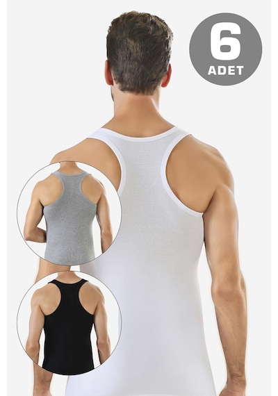 Arma Yıldız 6'lı Paket Renkli Erkek Rambo Sporcu Atlet %100 Pamuk Ribana Çok Renkli