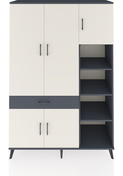 Hyperion Dolap 10 Raflı Tek Çekmeceli 5 Kapaklı 132x44x195 Antrasit-aytaşı/antrasit Aytası/antrasıt Hyperion Dolap 10 Raflı Tek Çekmeceli 5 Kapaklı 132x44x195 Antrasit-aytaşı/antrasit Aytası/antrasıt