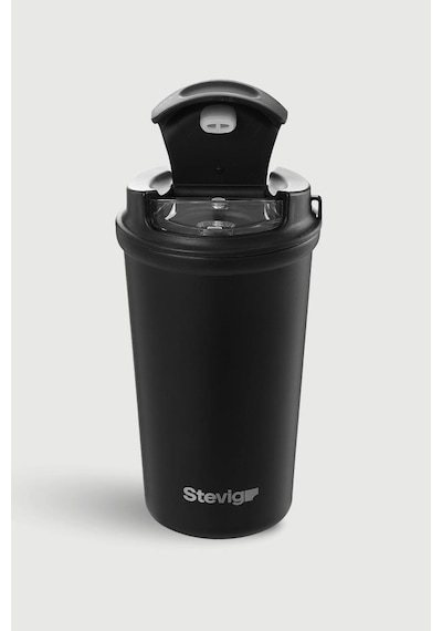 Stevig 4 Work Flip Open Coffee Mug Çelik Termos 400 Ml Black St-250 Siyah