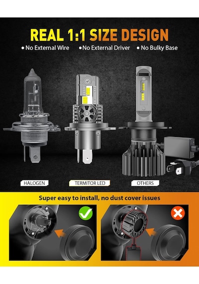 Fahren H4 New Termitor 120w 30000 Lümen 6500k 1:1 Halojen Boy Led Ampül