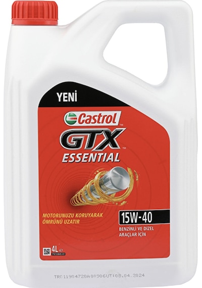 3 Adet Castrol Gtx Essential 15w-40 Motor Yağı 4l