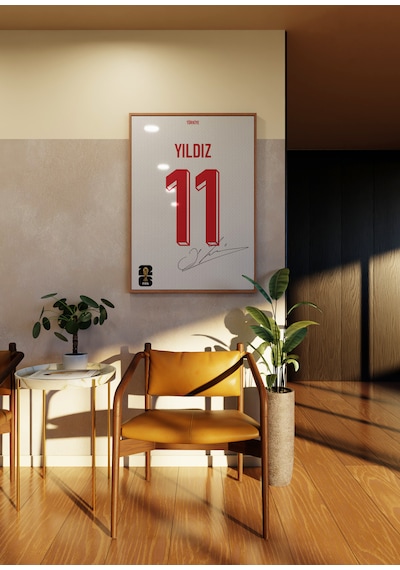 Kenan Yıldız 11 Milli Takım Forma Tasarımlı Poster Tablo Ahşap Çerçeveli