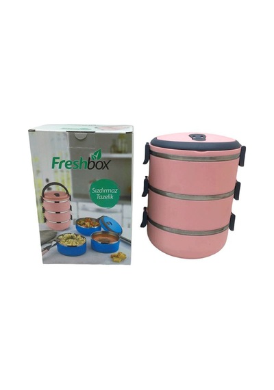 Açık Pembe 3lü Sefer Tası Saklama Kabı 1.8lt Bx40 Renkli
