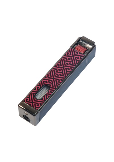 Parmida Tek Torch Pürmüz Gunmetal-kırmızı Desenli Metal Puro Çakmağı - Tr9222