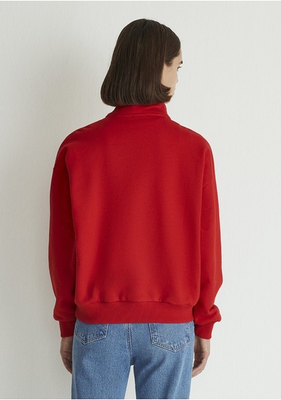 Mavi - Mavi Logo Baskılı Yarı Fermuarlı Kırmızı Sweatshirt 1s10179-86417 Kırmızı