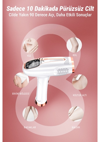 VeryFit Ipl Buz Lazer Epilasyon 999.999 Atım Otomatik Manuel Dokunmatik Ekran z Epilatör Beyaz