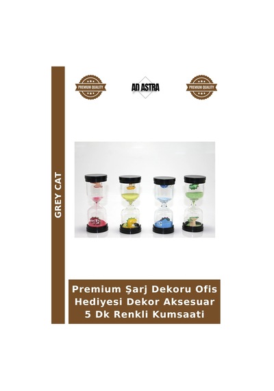 Premium Şarj Dekoru Ofis Hediyesi Dekor Aksesuar 5 Dk Renkli Kumsaati Çok Renkli