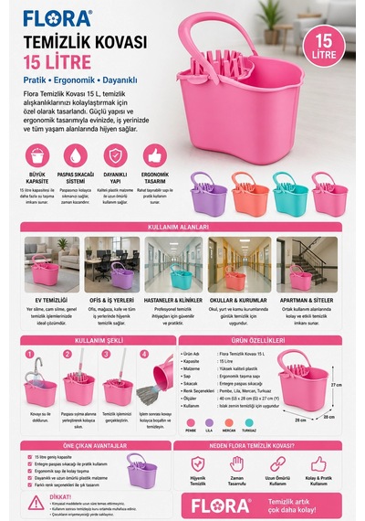 Flora Temizlik Kovası 15 L