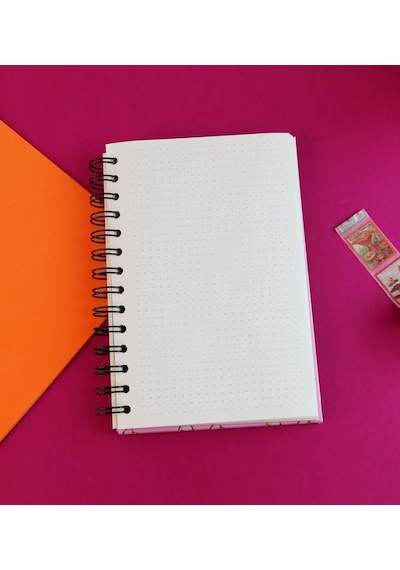 Pembe Sakura Özel Tasarım Spiralli 15 21 Cm Dot Defter, Eskiz Defteri, Doodle Book - 2 Sayfa Stıcker Hediyeli Çok Renkli