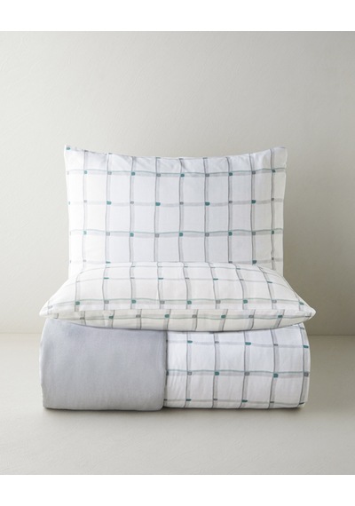 Stripe Harmony Kolay Ütülenir Çift Kişilik Nevresim Seti 200x220 Cm Gri-yeşil