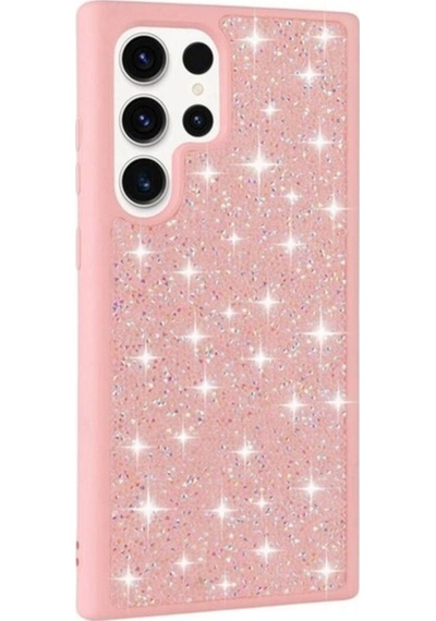 Galaxy S23 Ultra Kılıf Parlak Taşlı Tasarım Zore Pırlanta Kapak Pembe