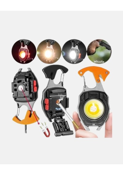 Zhltools Çok Fonksiyonlu Anahtarlık Fener Güçlü Led Işıklı, Şarjlı, Düdüklü Ve Tornavidalı Mini El Feneri