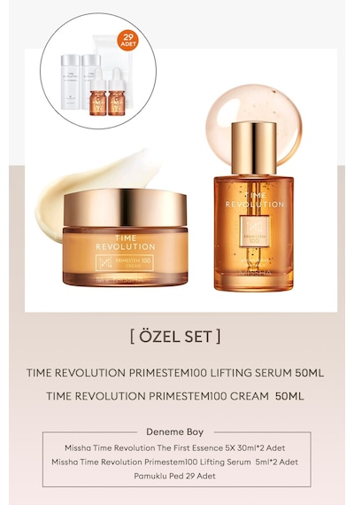 Cilde Sıkı Ve Elastik Görünüm Kazandıran Bakım Seti Time Revolution Primestem100 Set