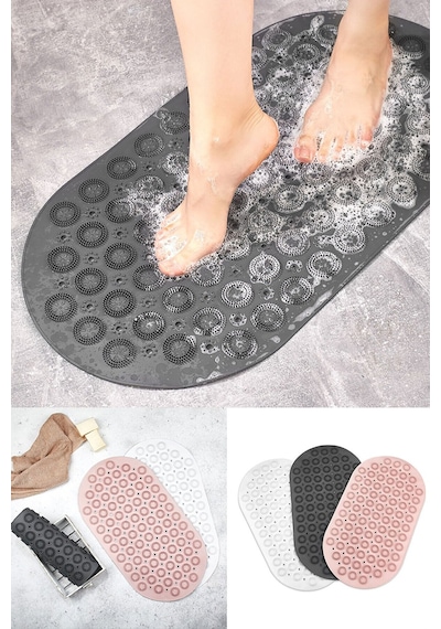 T.Concept Masajlı Vantuzlu Banyo & Duş Kaydırmazı Paspası Pembe-Siyah-Beyaz