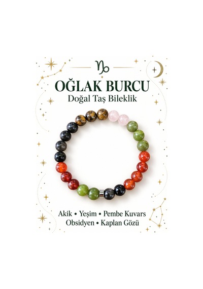 Oğlak Burcuna Özel Doğaltaş Bileklik Yeşil - 927978828 Yeşil