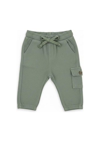 Zekids Erkek Çocuk Beli Lastikli Dokulu Kargo Pantolon-15728 Yeşil